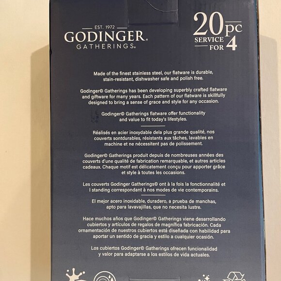 Godinger Lola Matte Stainless Steel 18/10 Stainless Steel 20Pc Flatware Set - Picture 11 of 11